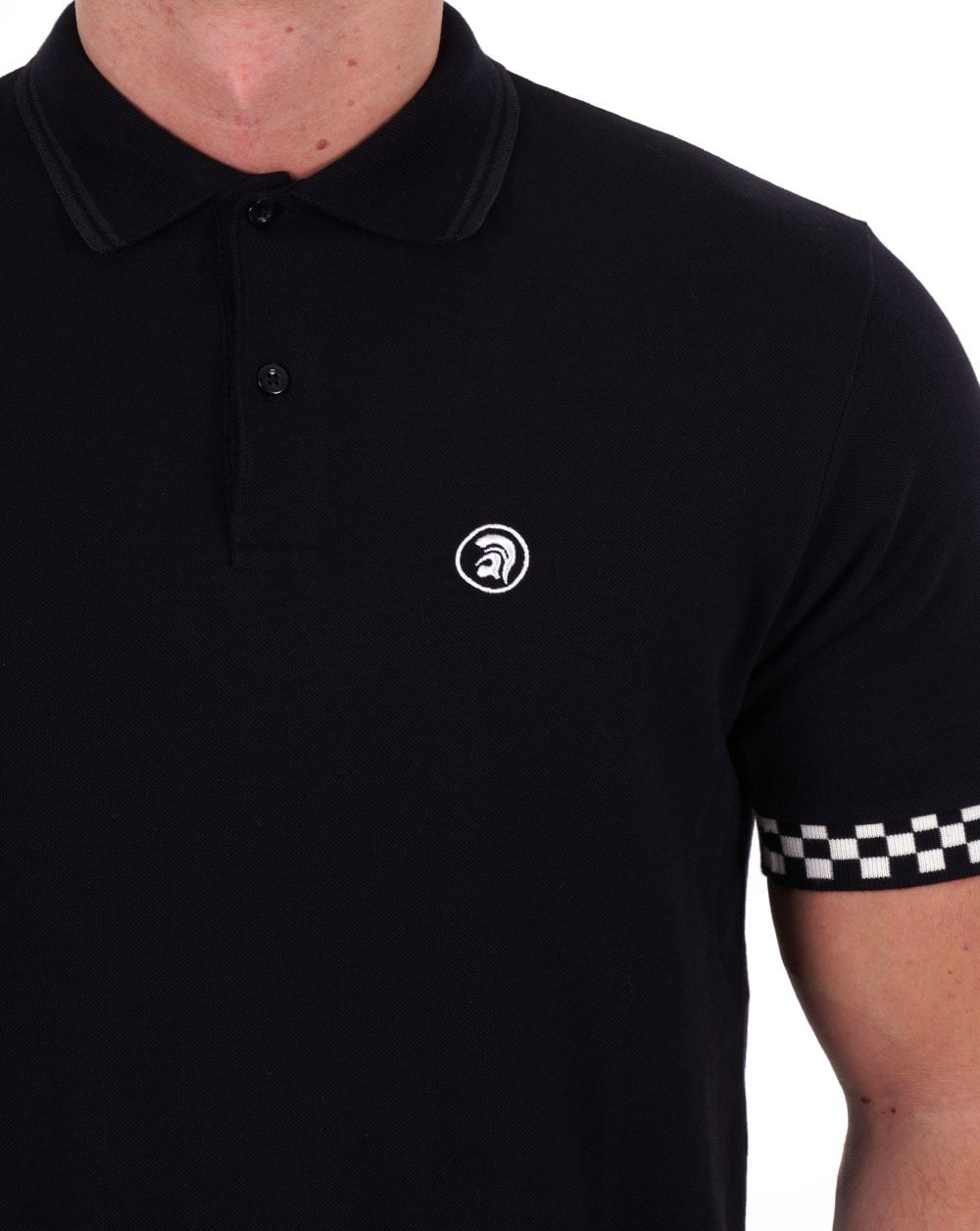 Trojan Poloshirt mit Schachbrettmuster in Schwarz
