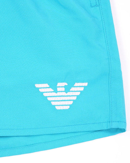 Emporio Armani – Badeshorts mit Adler-Logo in Türkis