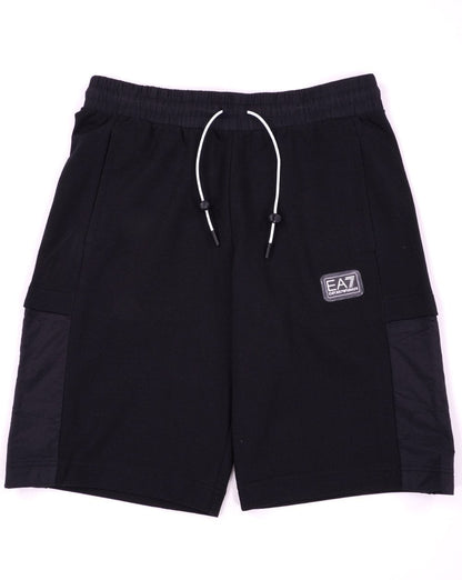 EA7 Emporio Armani – Shorts mit Knebelverschluss in Schwarz
