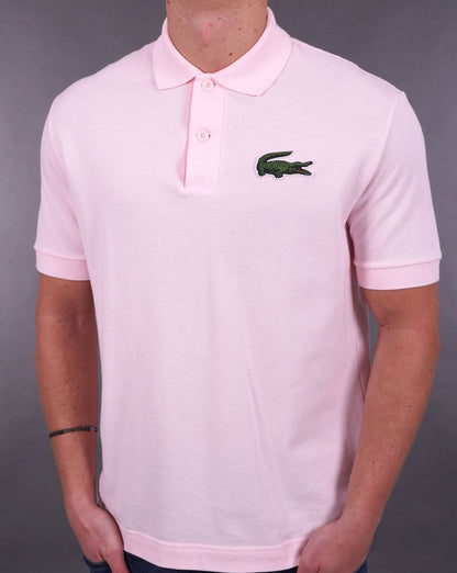 Lacoste – Großes Krokodil-Poloshirt in Rosa