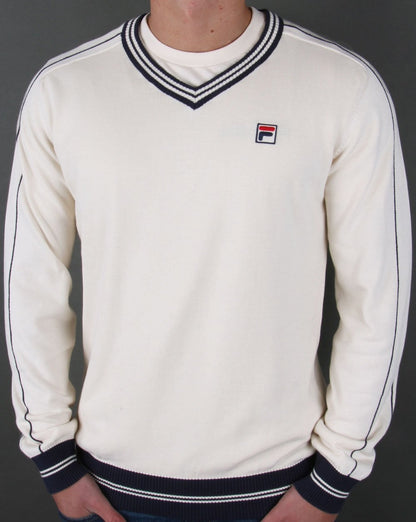 Fila Vintage – Pullover mit V-Ausschnitt und Teddyfell