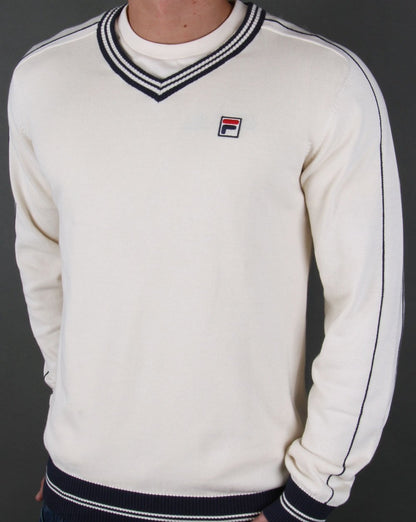 Fila Vintage – Pullover mit V-Ausschnitt und Teddyfell