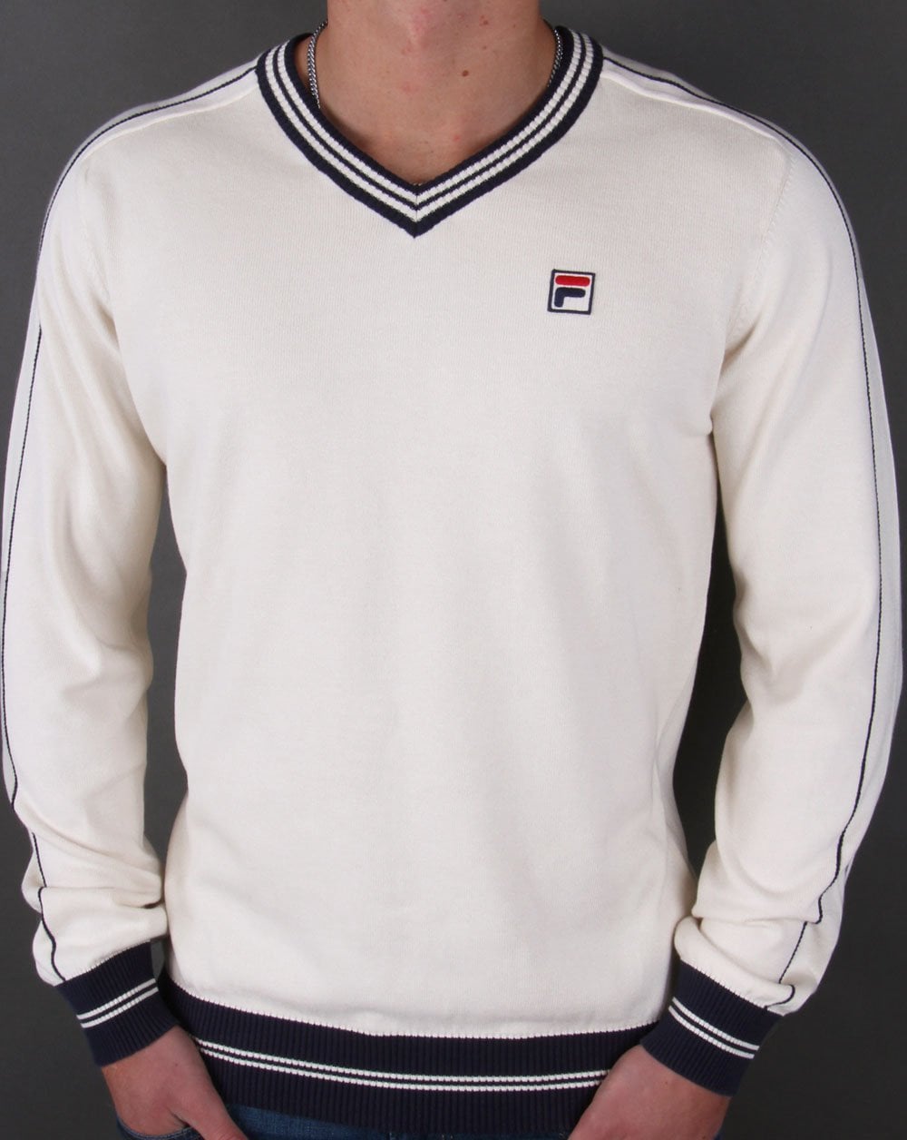Fila Vintage – Pullover mit V-Ausschnitt und Teddyfell