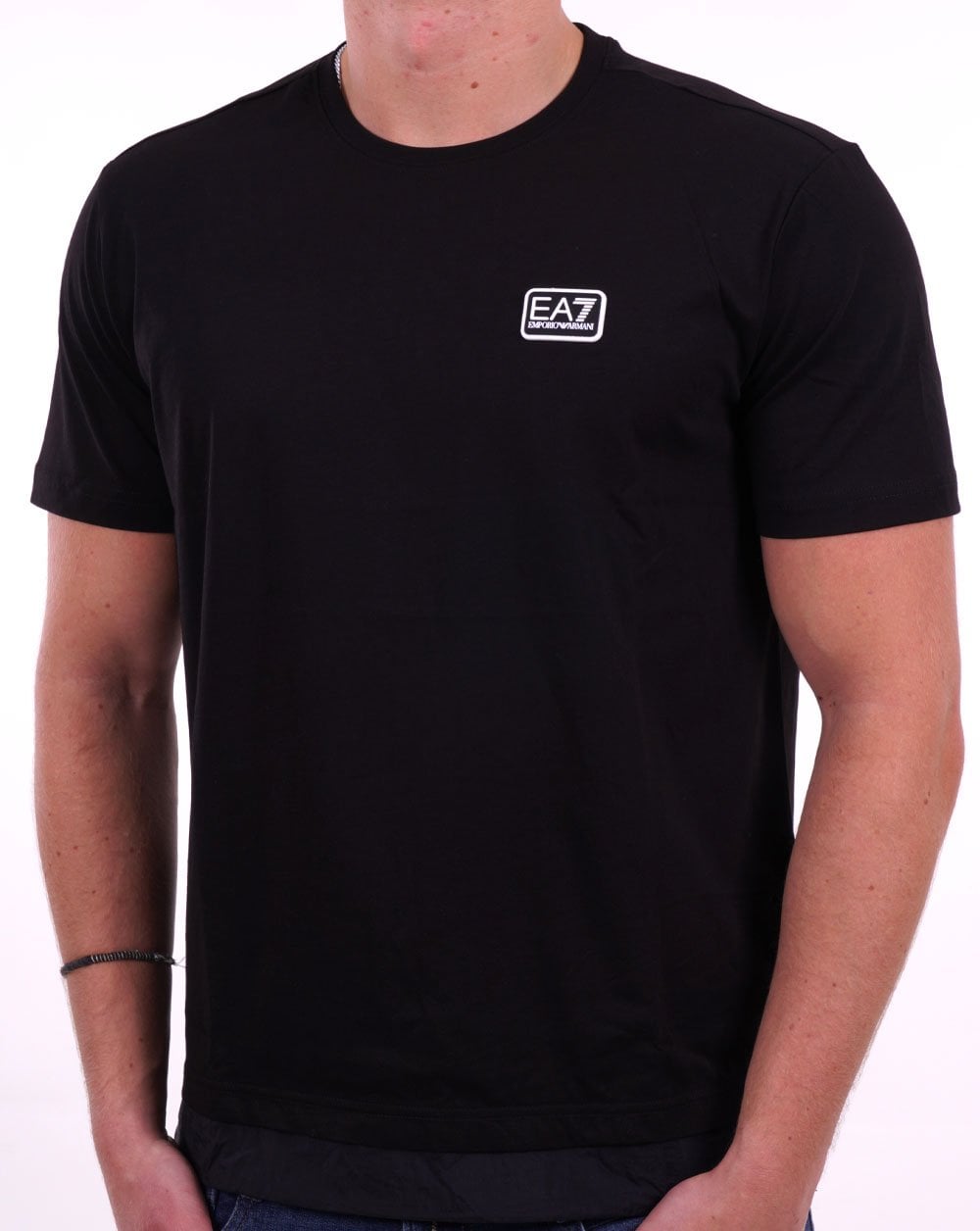 EA7 Emporio Armani T-Shirt mit Knebelverschluss Schwarz