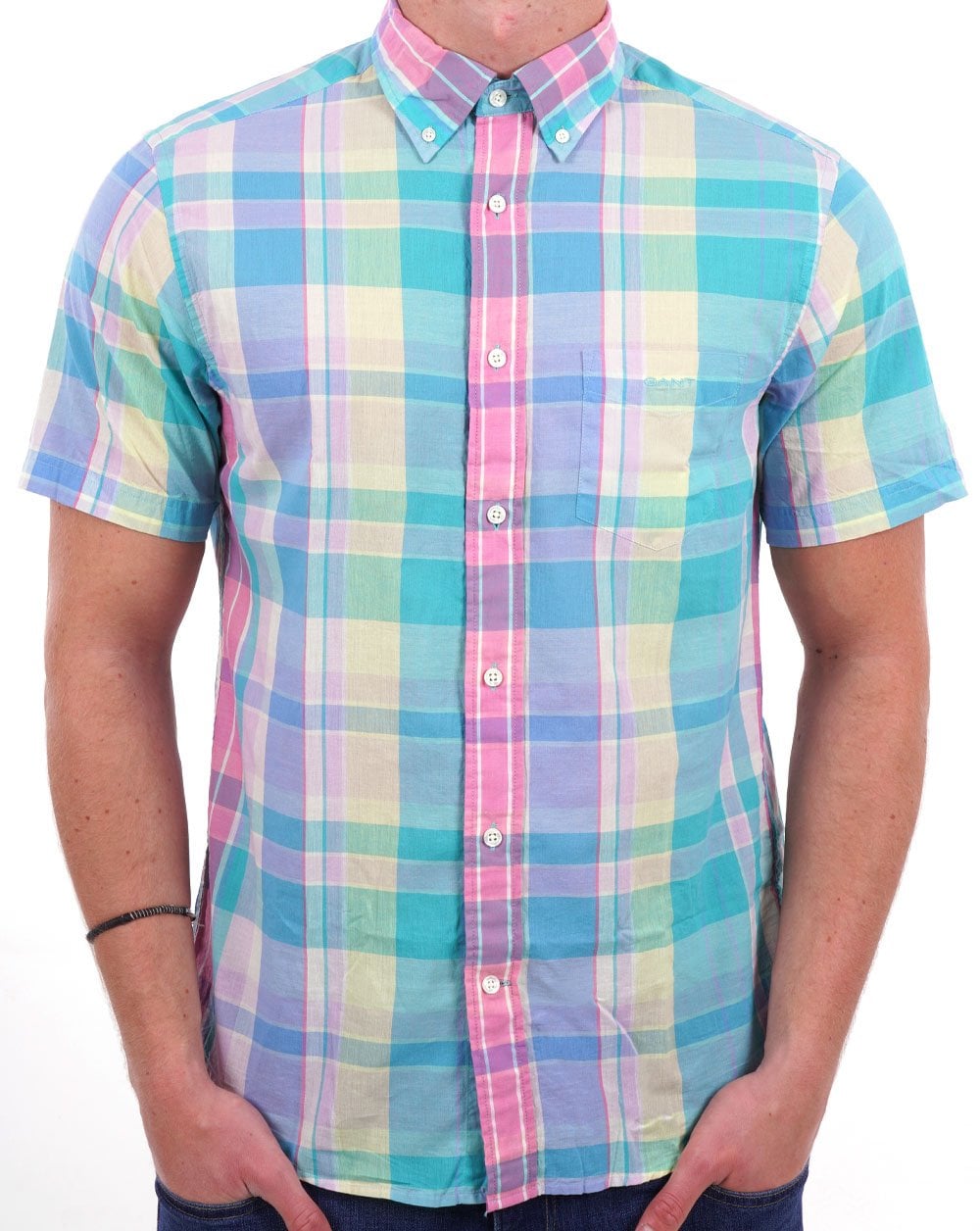 Gant Madras Kurzarmhemd Rosa