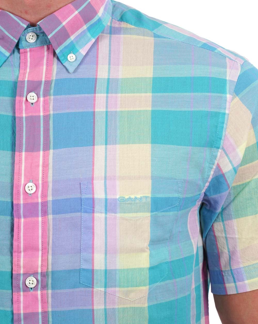 Gant Madras Kurzarmhemd Rosa