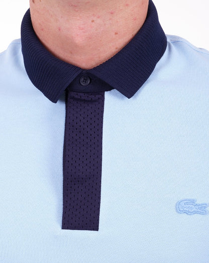 Lacoste Poloshirt mit Kontrastkragen, Himmelblau/Marineblau
