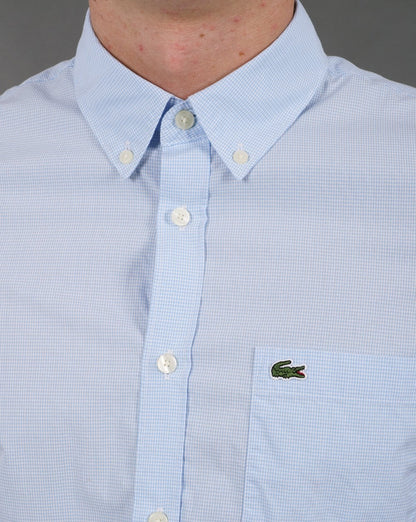 Lacoste – Gingham Check SS Shirt Weiß/Himmelblau