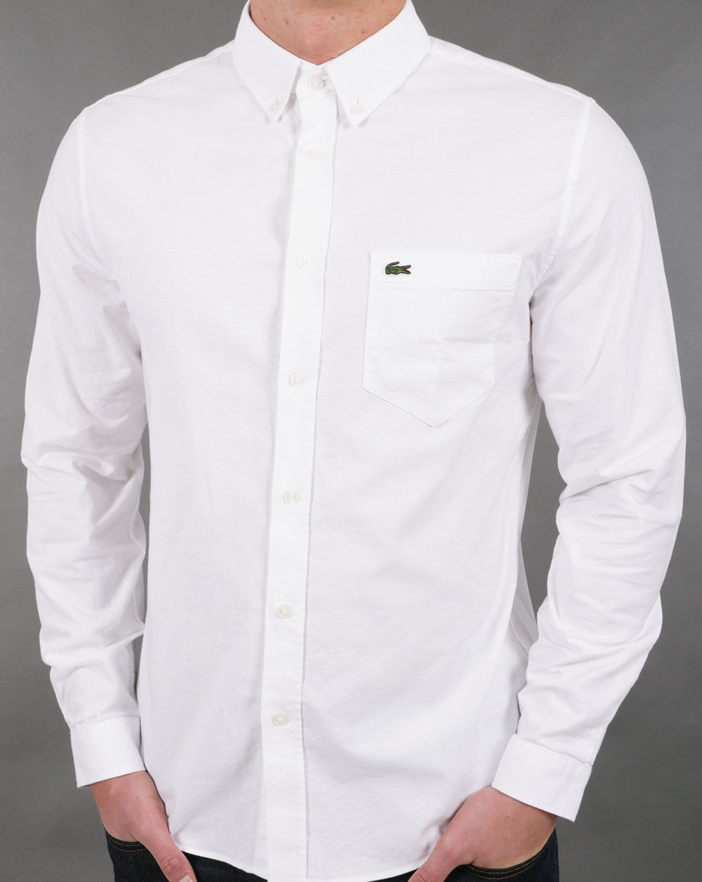 Lacoste Oxford Langarmhemd Weiß