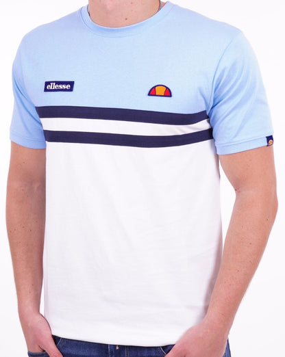 Ellesse – T-Shirt mit Duo-Streifen, Himmelblau, Weiß