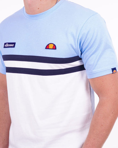 Ellesse – T-Shirt mit Duo-Streifen, Himmelblau, Weiß