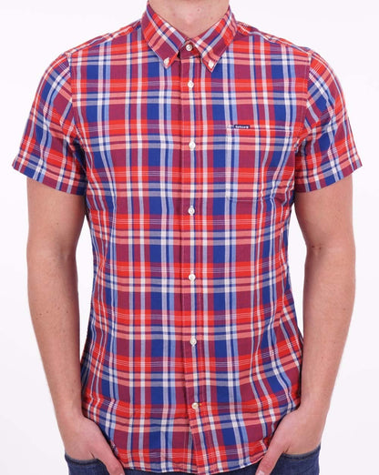 Barbour Nickwell Madras Check Kurzarmhemd, Marineblau