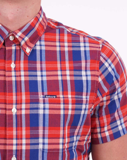 Barbour Nickwell Madras Check Kurzarmhemd, Marineblau
