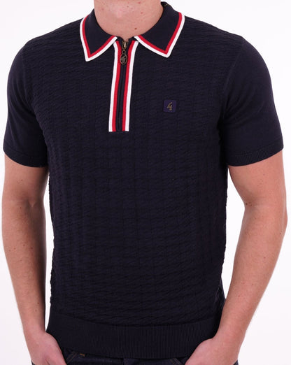 Gabicci Vintage Garner Strickpolo mit Reißverschluss, Marineblau