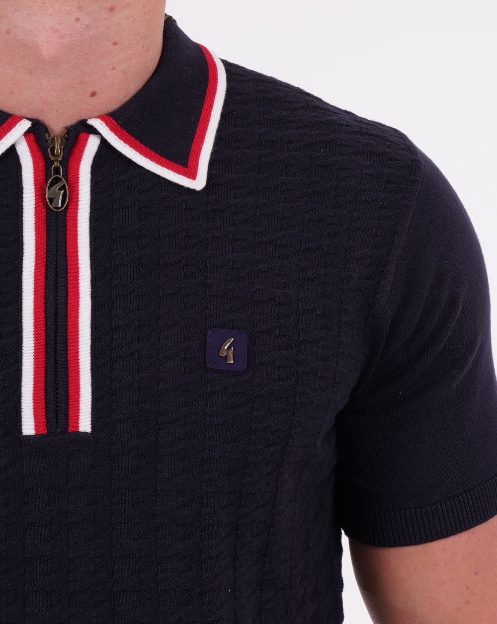 Gabicci Vintage Garner Strickpolo mit Reißverschluss, Marineblau