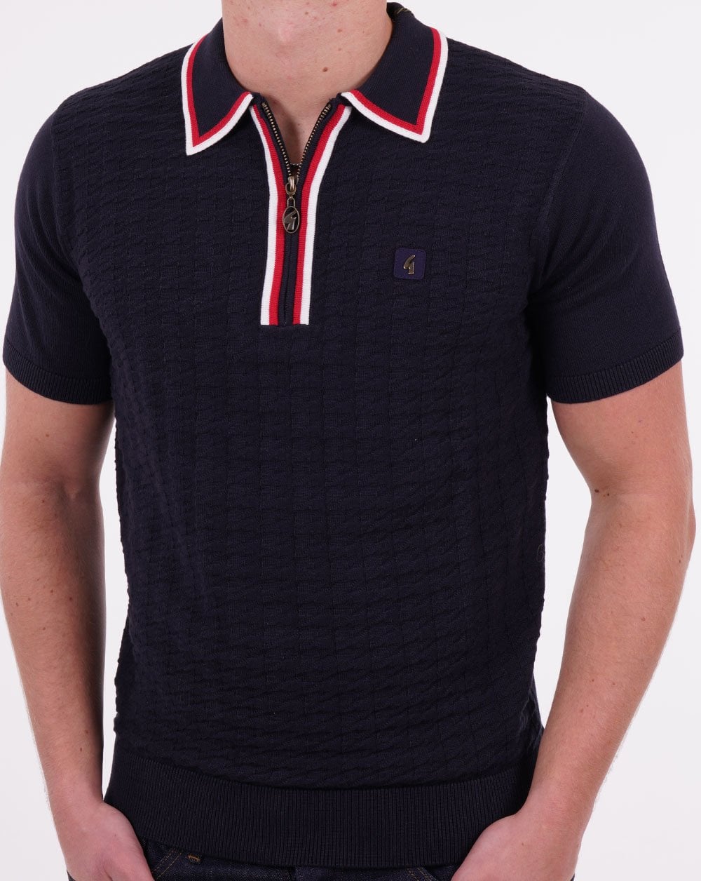 Gabicci Vintage Garner Strickpolo mit Reißverschluss, Marineblau