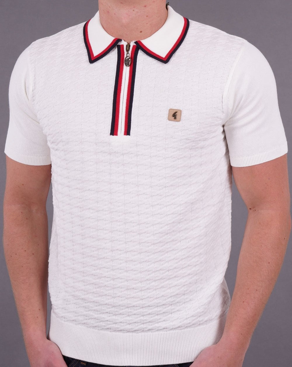 Gabicci Vintage Garner Strickpolo mit Reißverschluss Weiß