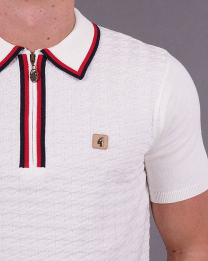 Gabicci Vintage Garner Strickpolo mit Reißverschluss Weiß