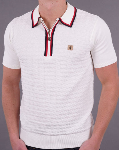 Gabicci Vintage Garner Strickpolo mit Reißverschluss Weiß