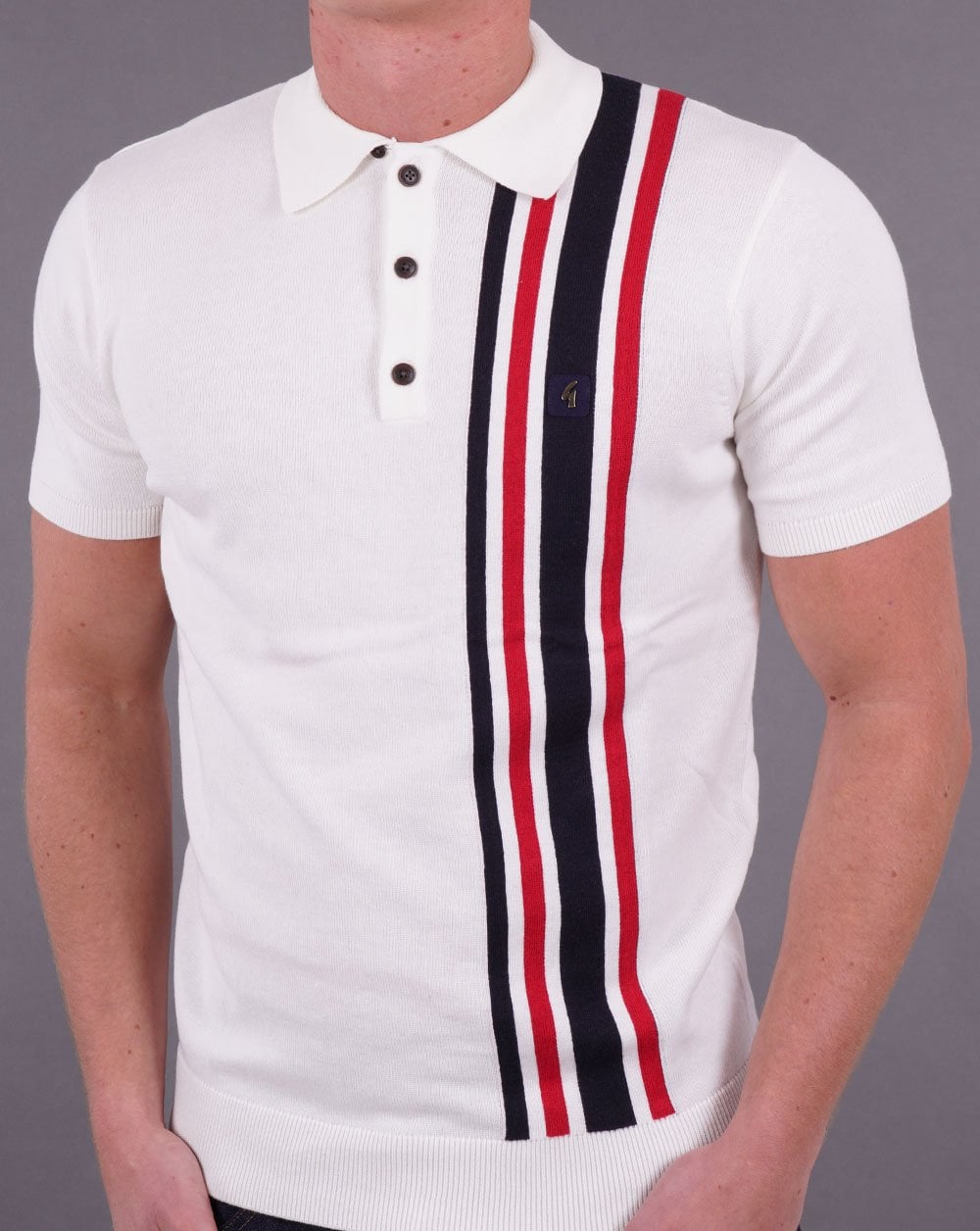 Gabicci Vintage Soda Strick-Poloshirt Off White