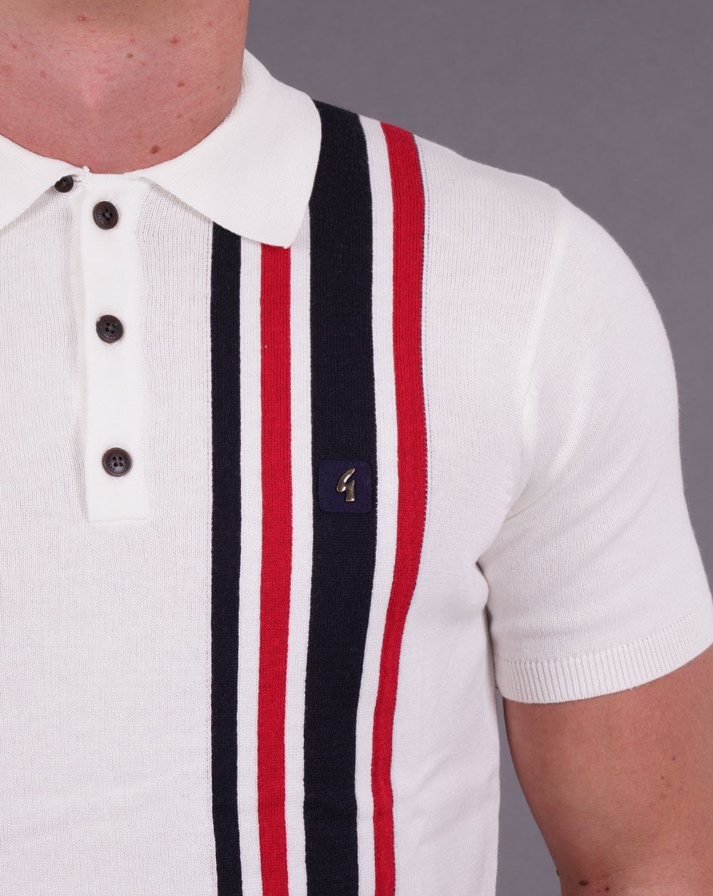 Gabicci Vintage Soda Strick-Poloshirt Off White