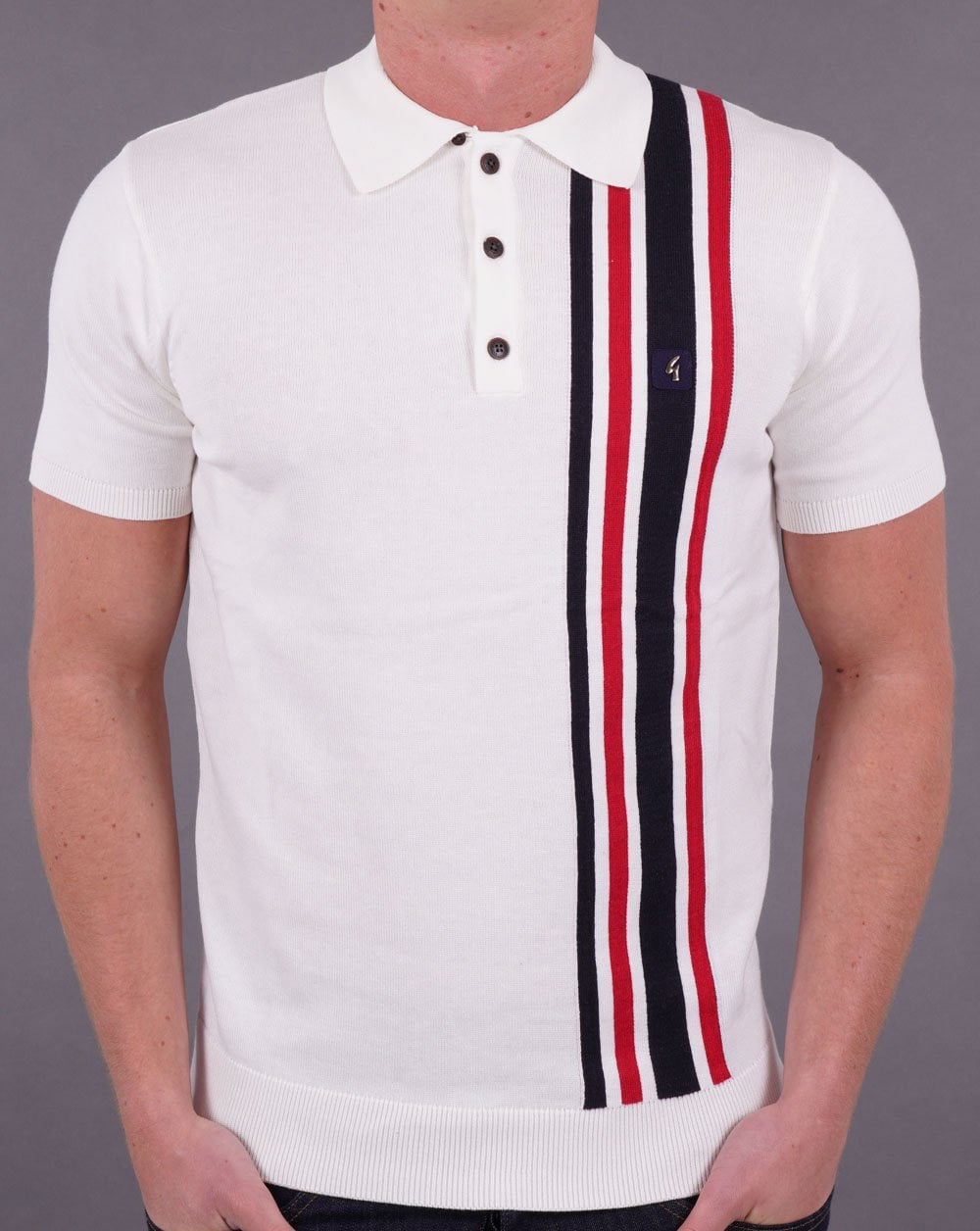 Gabicci Vintage Soda Strick-Poloshirt Off White