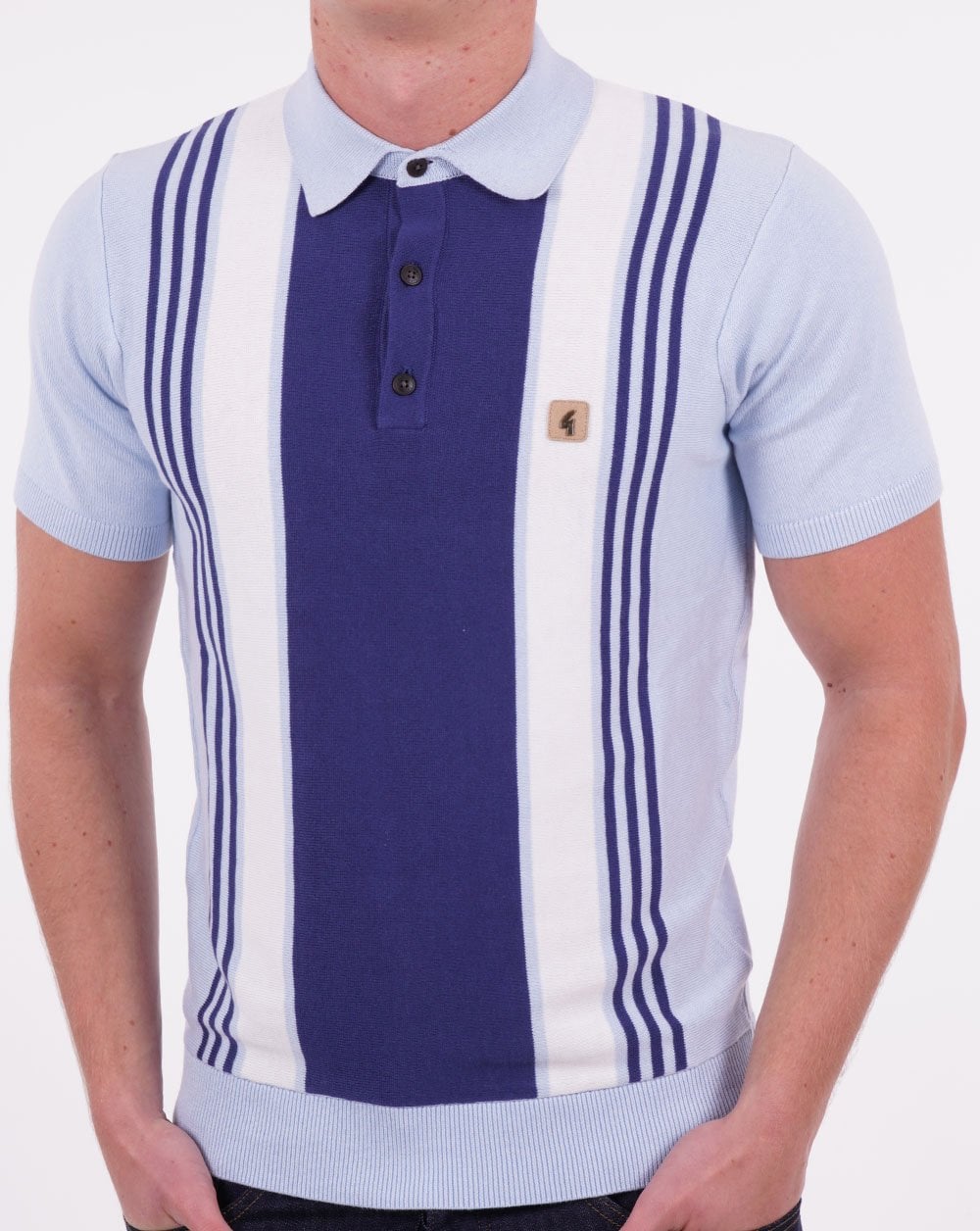 Gabicci Vintage Searle Strick-Poloshirt Blau