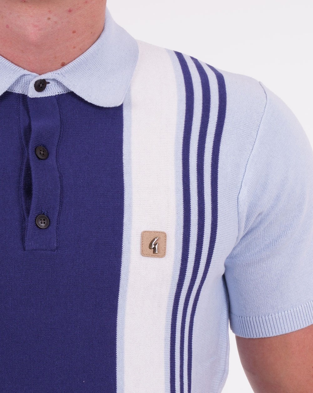 Gabicci Vintage Searle Strick-Poloshirt Blau