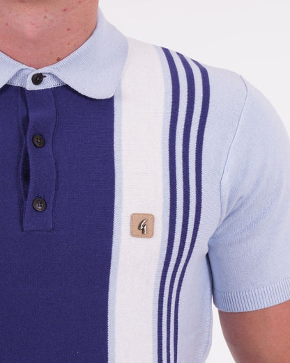 Gabicci Vintage Searle Strick-Poloshirt Blau