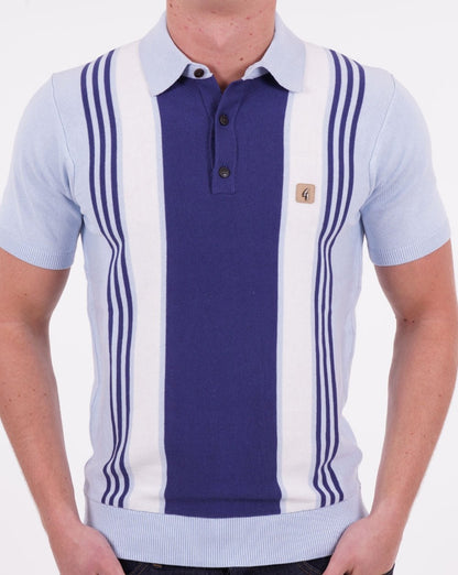 Gabicci Vintage Searle Strick-Poloshirt Blau