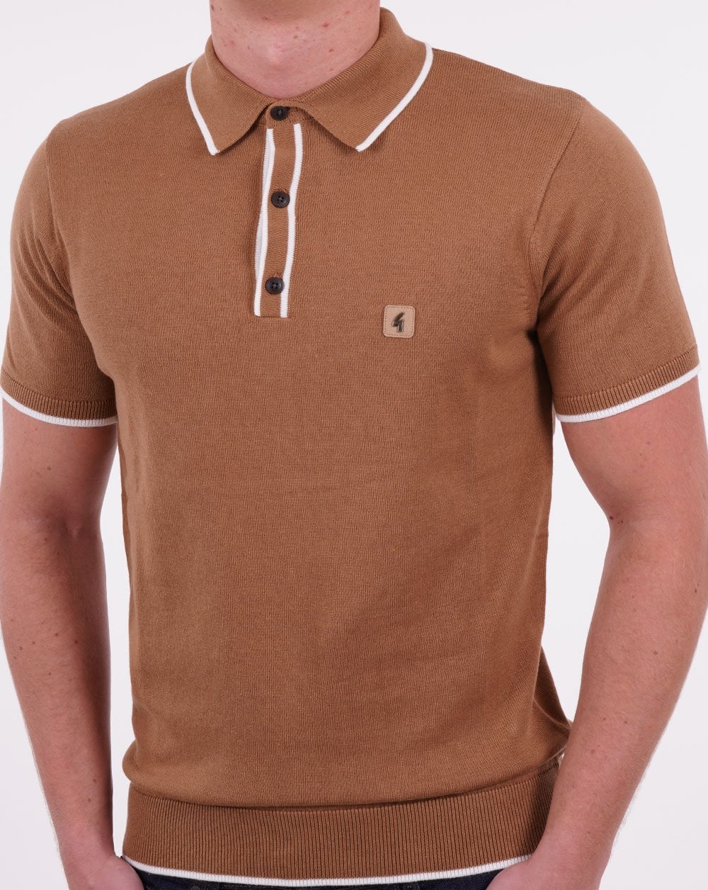 Gabicci Vintage Lineker Strickpolo Kamel
