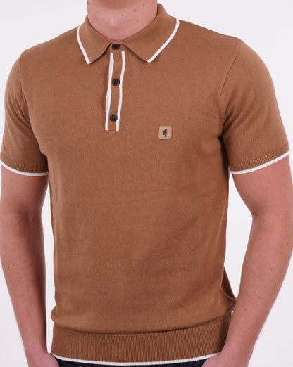 Gabicci Vintage Lineker Strickpolo Kamel