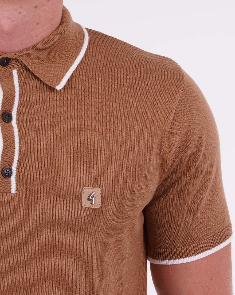 Gabicci Vintage Lineker Strickpolo Kamel