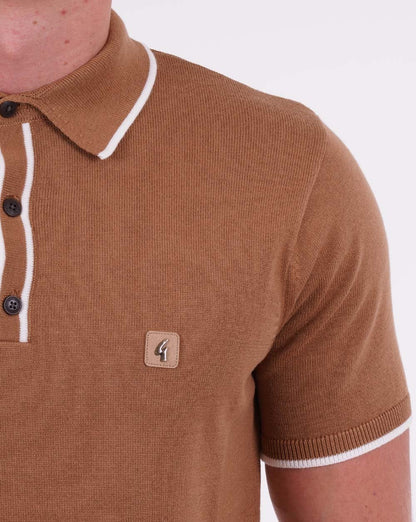 Gabicci Vintage Lineker Strickpolo Kamel