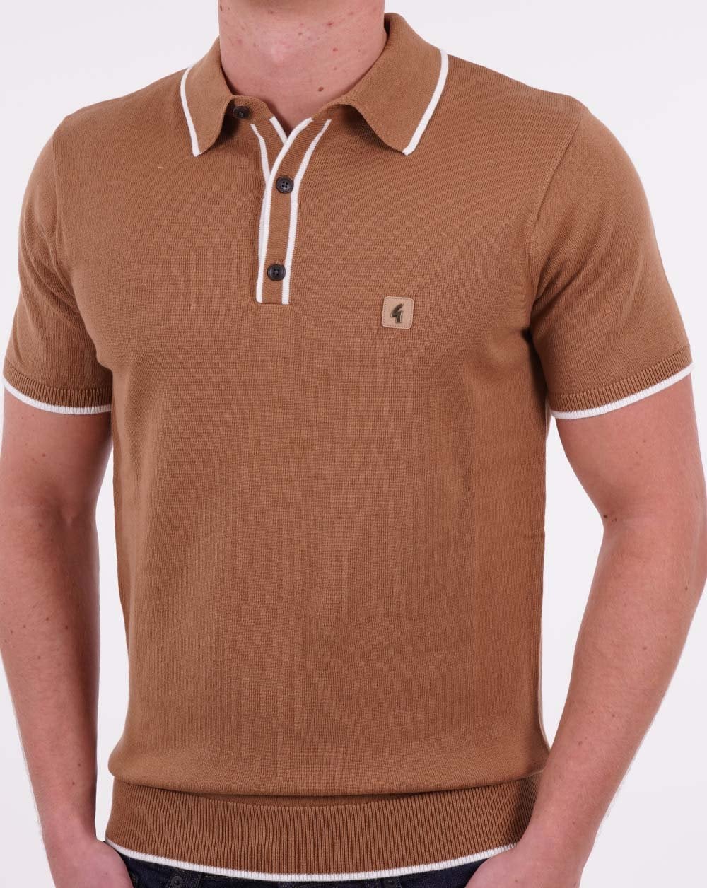 Gabicci Vintage Lineker Strickpolo Kamel
