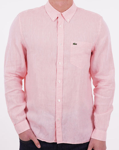 Lacoste Langarm-Leinenhemd Rosa