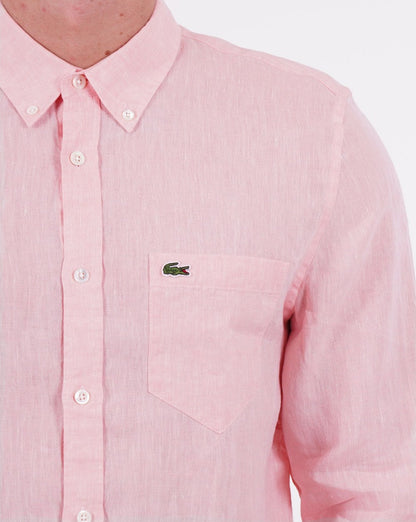 Lacoste Langarm-Leinenhemd Rosa