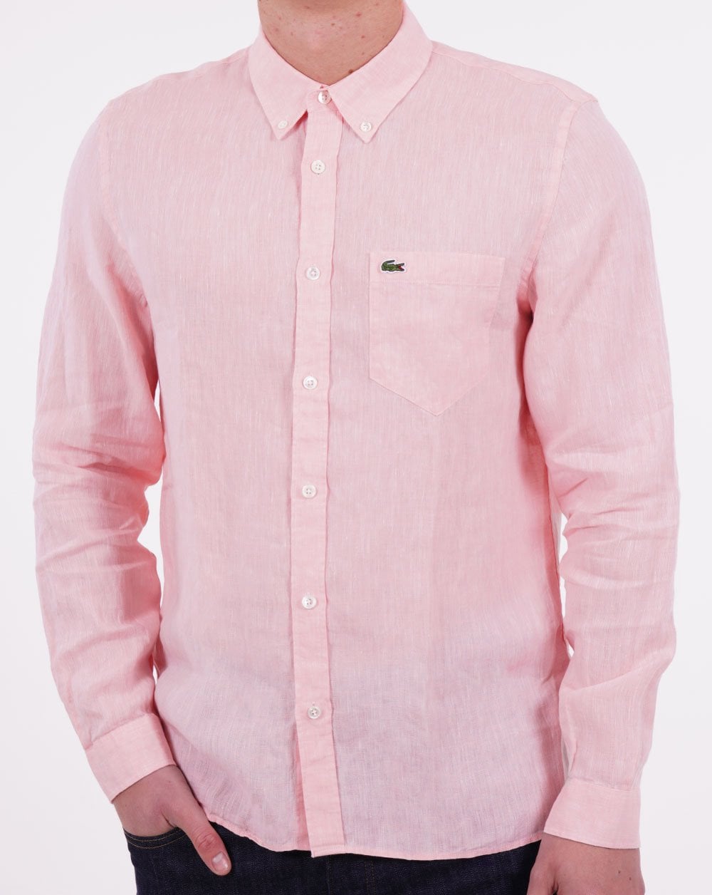 Lacoste Langarm-Leinenhemd Rosa