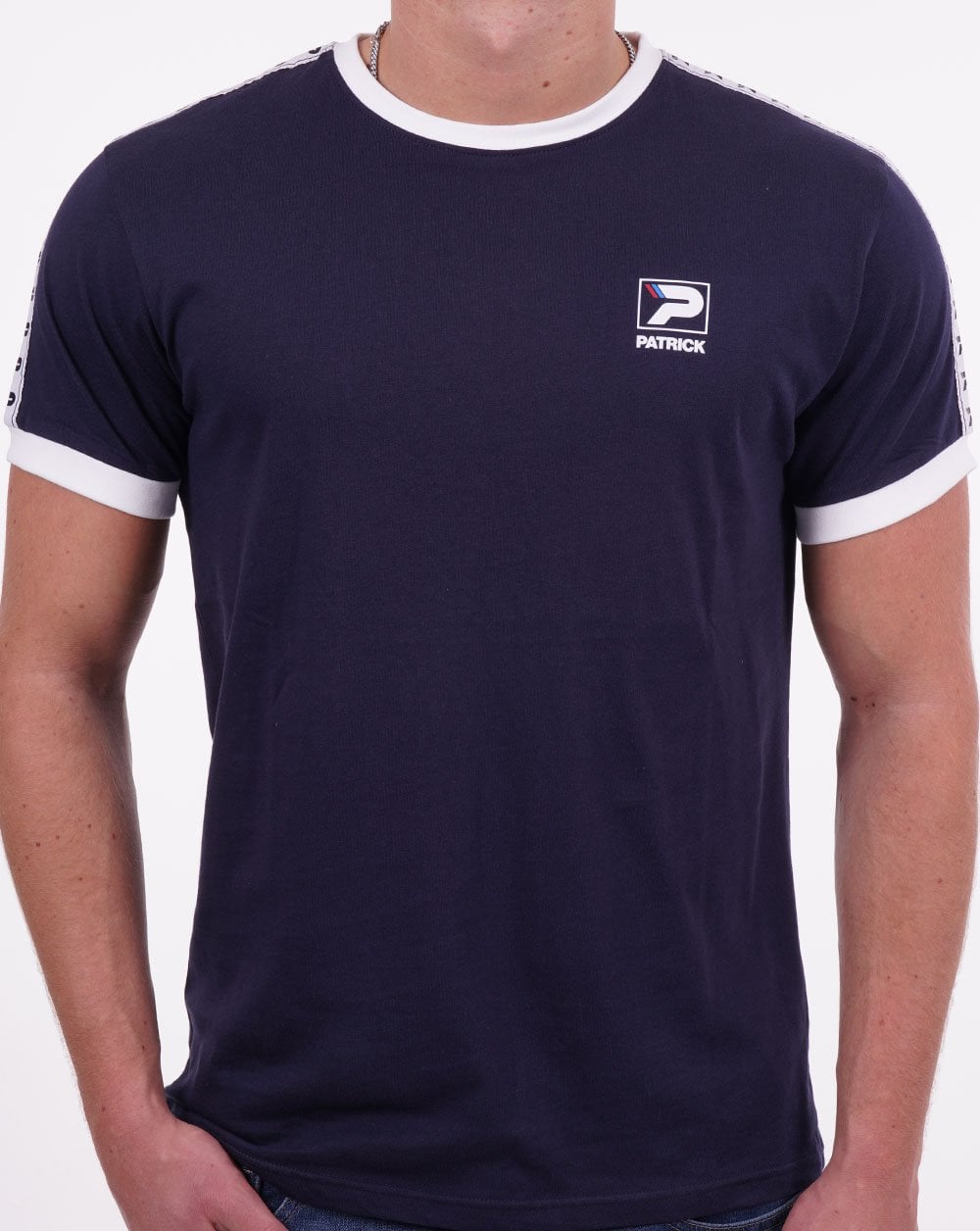 Patrick T-Shirt mit Ärmelband in Marineblau