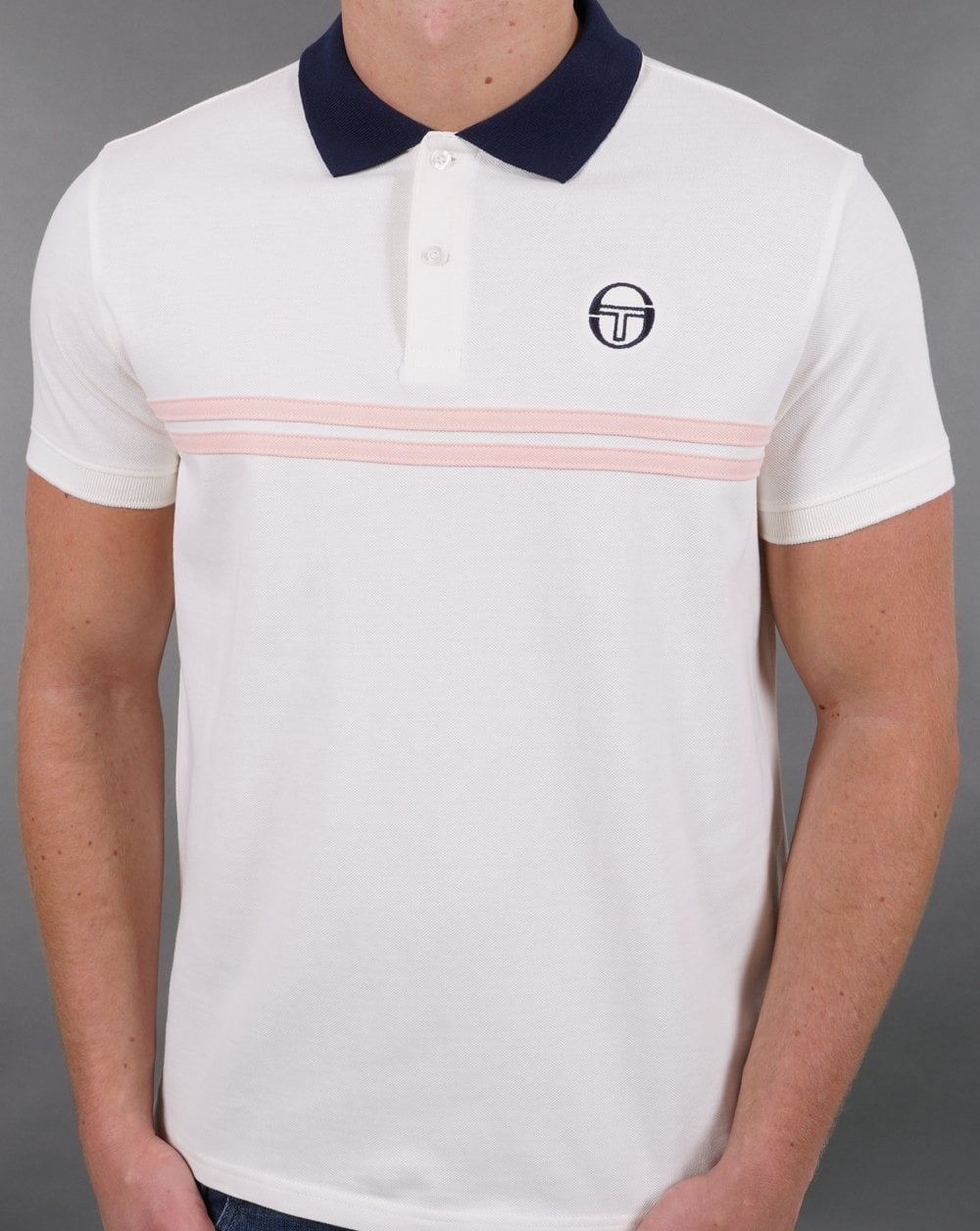 Sergio Tacchini Supermac Poloshirt Gardenia/Pink/Marineblau