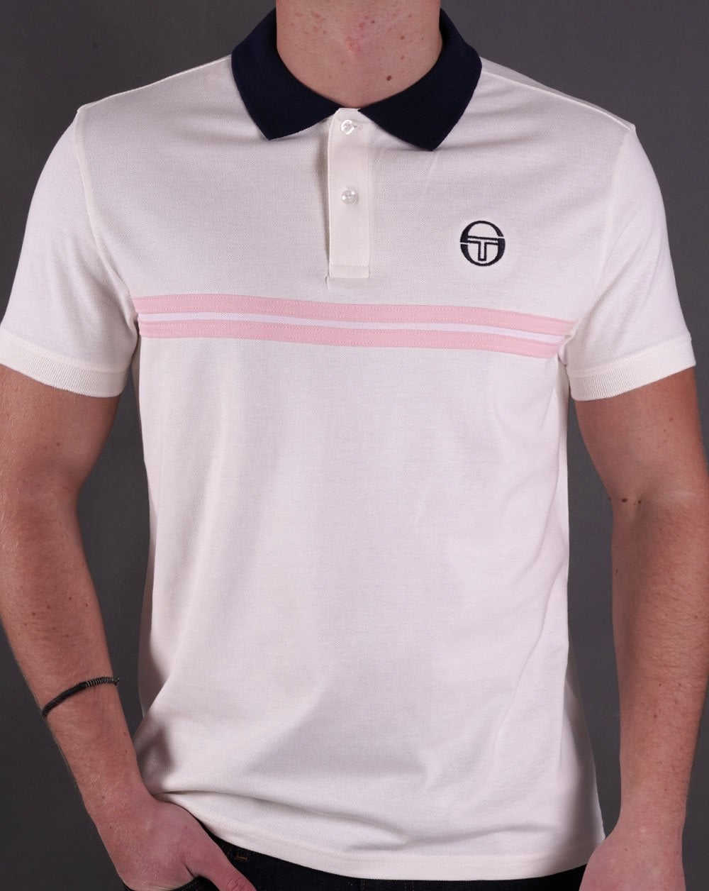 Sergio Tacchini Supermac Poloshirt Gardenia/Pink/Marineblau