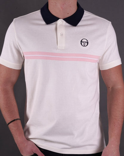 Sergio Tacchini Supermac Poloshirt Gardenia/Pink/Marineblau