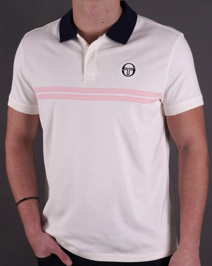 Sergio Tacchini Supermac Poloshirt Gardenia/Pink/Marineblau