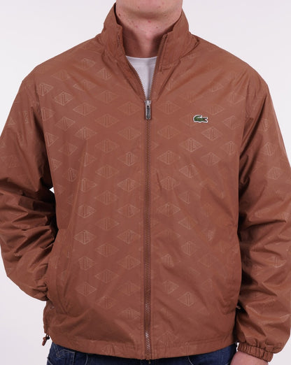 Lacoste – Trainingsjacke mit Monogramm-Print, Hellbraun