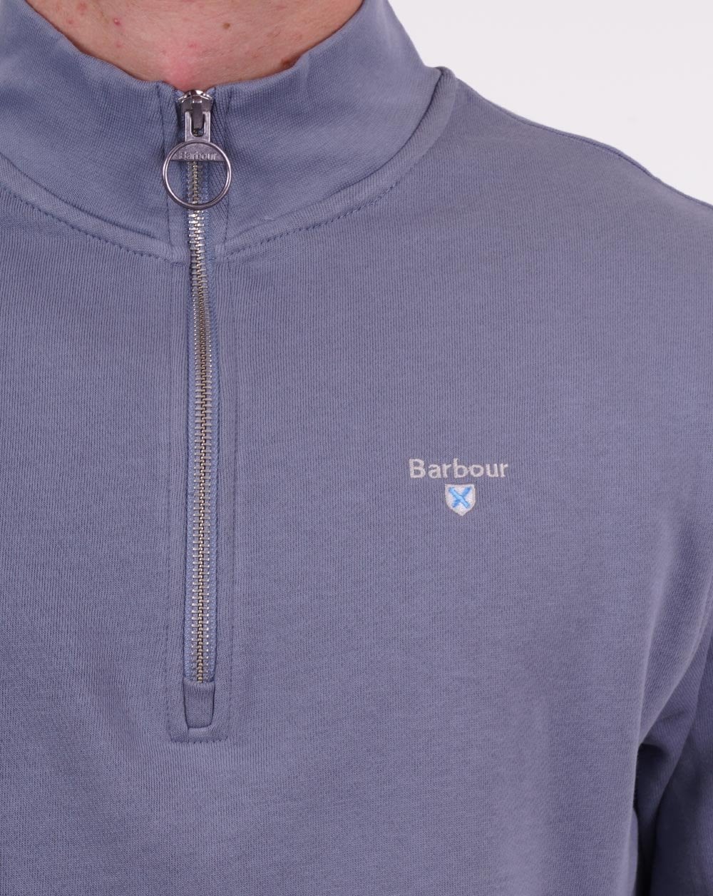 Barbour – Rothley – Pullover mit halbem Reißverschluss in verwaschenem Blau