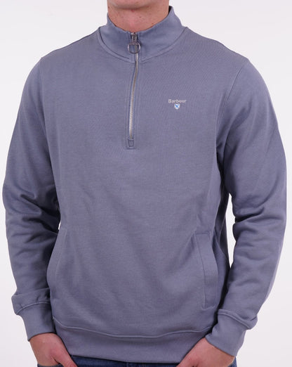 Barbour – Rothley – Pullover mit halbem Reißverschluss in verwaschenem Blau