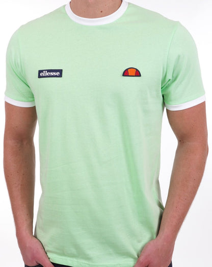Ellesse Ringer T-Shirt weich grün weiß