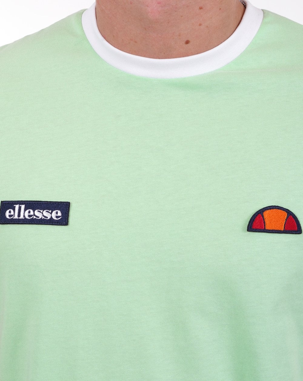 Ellesse Ringer T-Shirt weich grün weiß