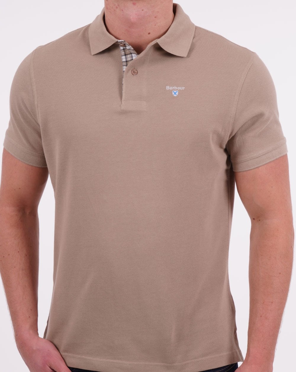 Barbour Tartan Piqué Poloshirt Washed Stone