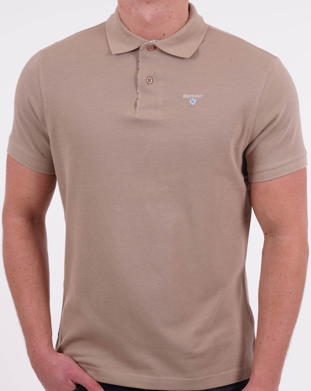 Barbour Tartan Piqué Poloshirt Washed Stone
